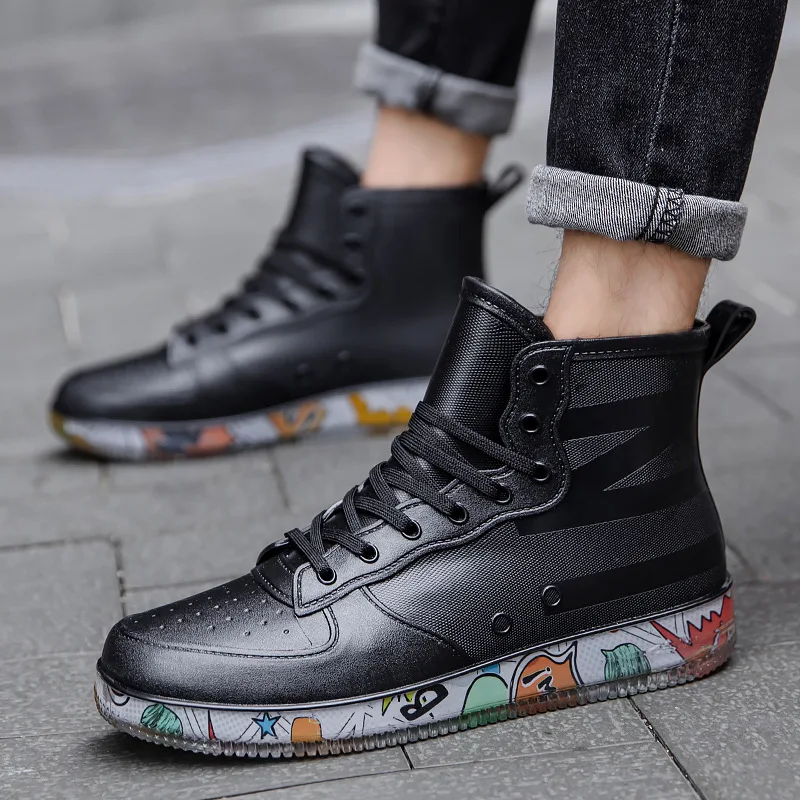 Men Rain Boots Fashion Trendy  - Crossfit Male 评论和价格